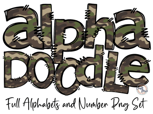 Camo Doodle Font Letters Alphabet PNG: Creative Design Assets