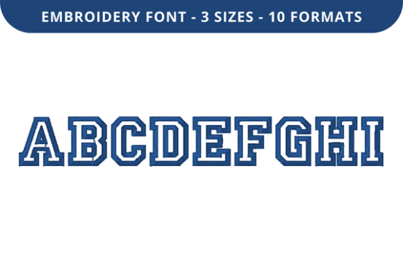 College Outline Font a to I: A Premium Embroidery Typeface