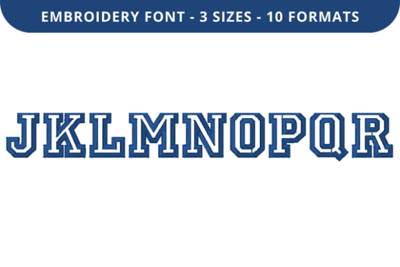 College Outline Font J to R: A Premium Embroidery Typeface