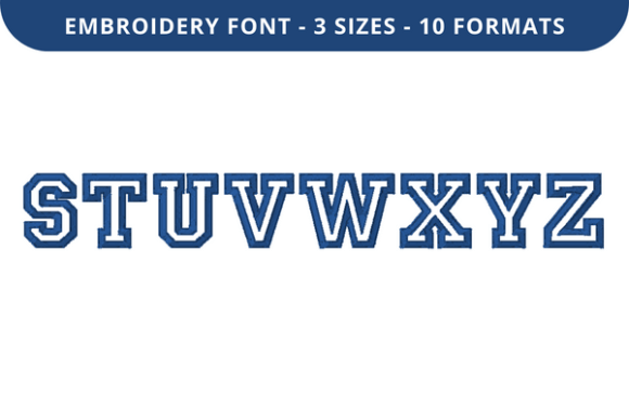 College Outline Font S to Z: A Stylish Embroidery Typeface