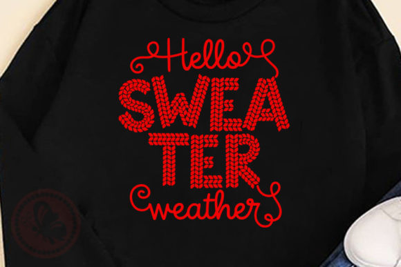 Hello SWEATER Weather Yarn Font Clip Art