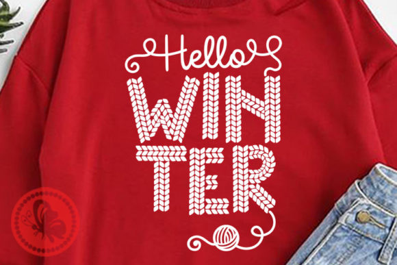 Hello Winter Yarn Font: Cozy Clipart for Festive Designs