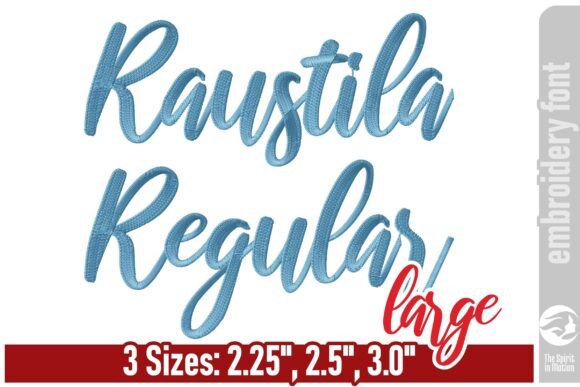 Raustila Embroidery Font: Large Cursive Script