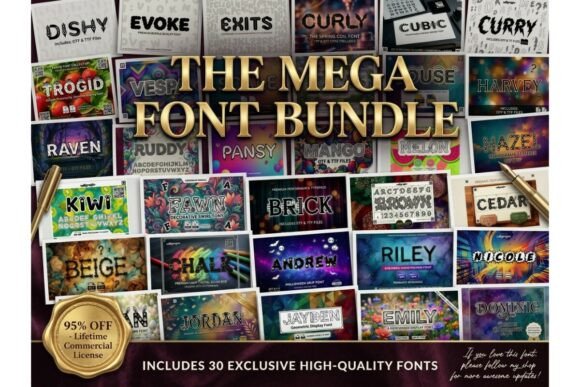 The Ultimate Mega Font Bundle: 30 Premium Fonts for Creators